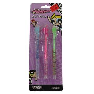 Cartoon Network The Powerpuff Girls Gel Pens Pink Blue Green VTG Deadstock 2001